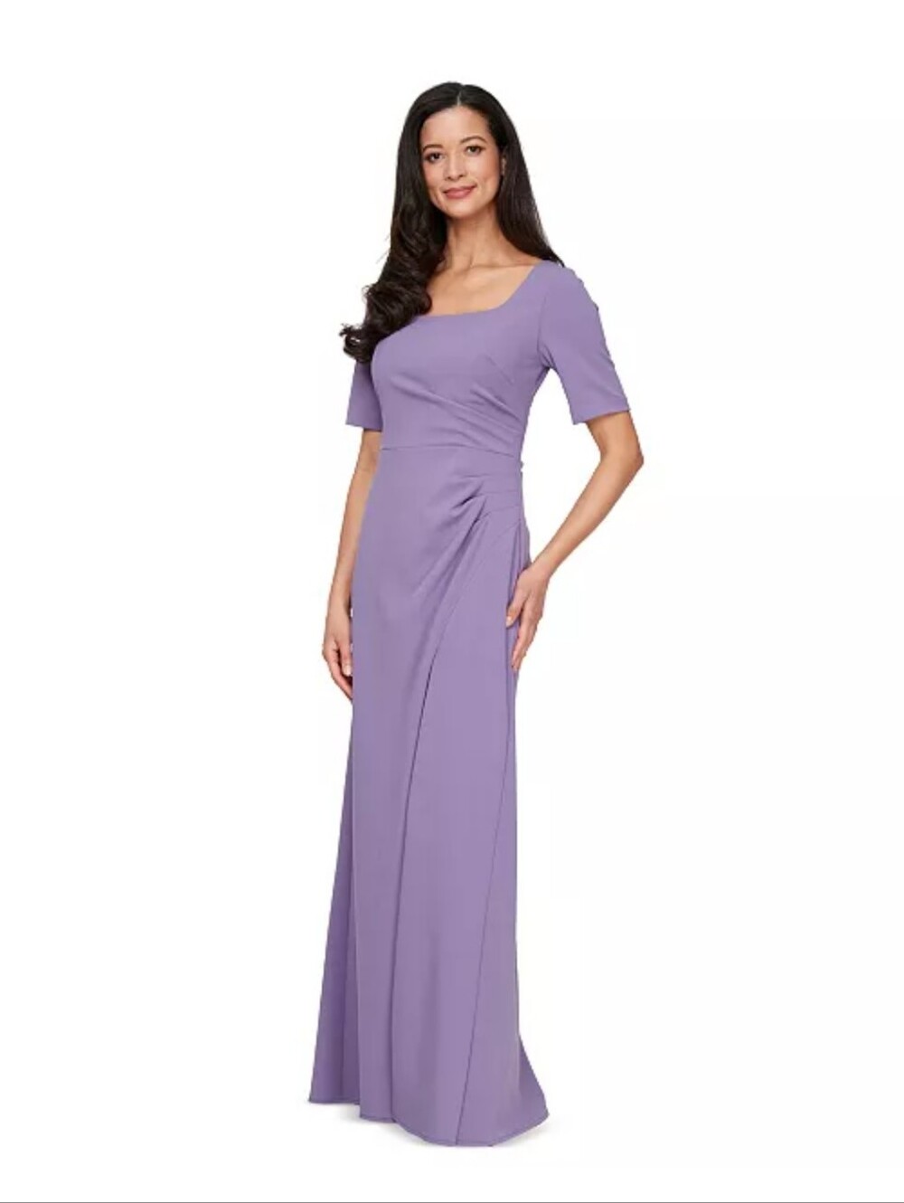 Alex Evenings NWT Icy Orchid Purple Draped Maxi Gown Dress 14W $239 Wedding